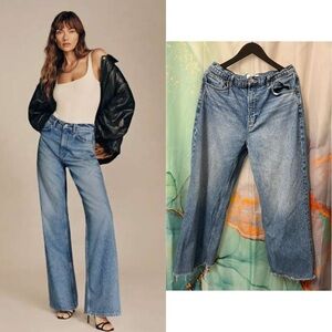 Reformation Cary Slouchy High Rise Wide Leg Jeans. Raw hem